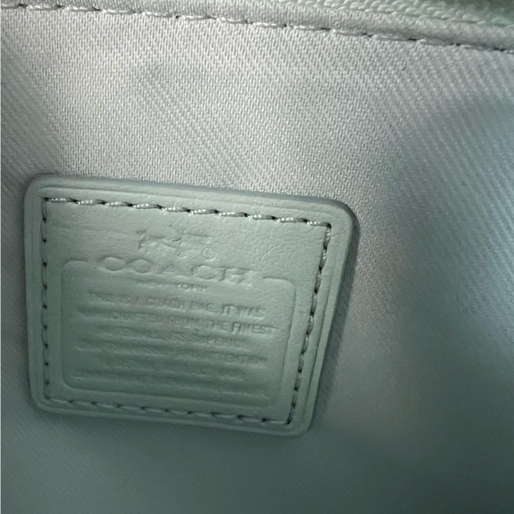 148: PreLoved Two Zippered Coach Light Green Leather Wristlet - Picture 10 of 14